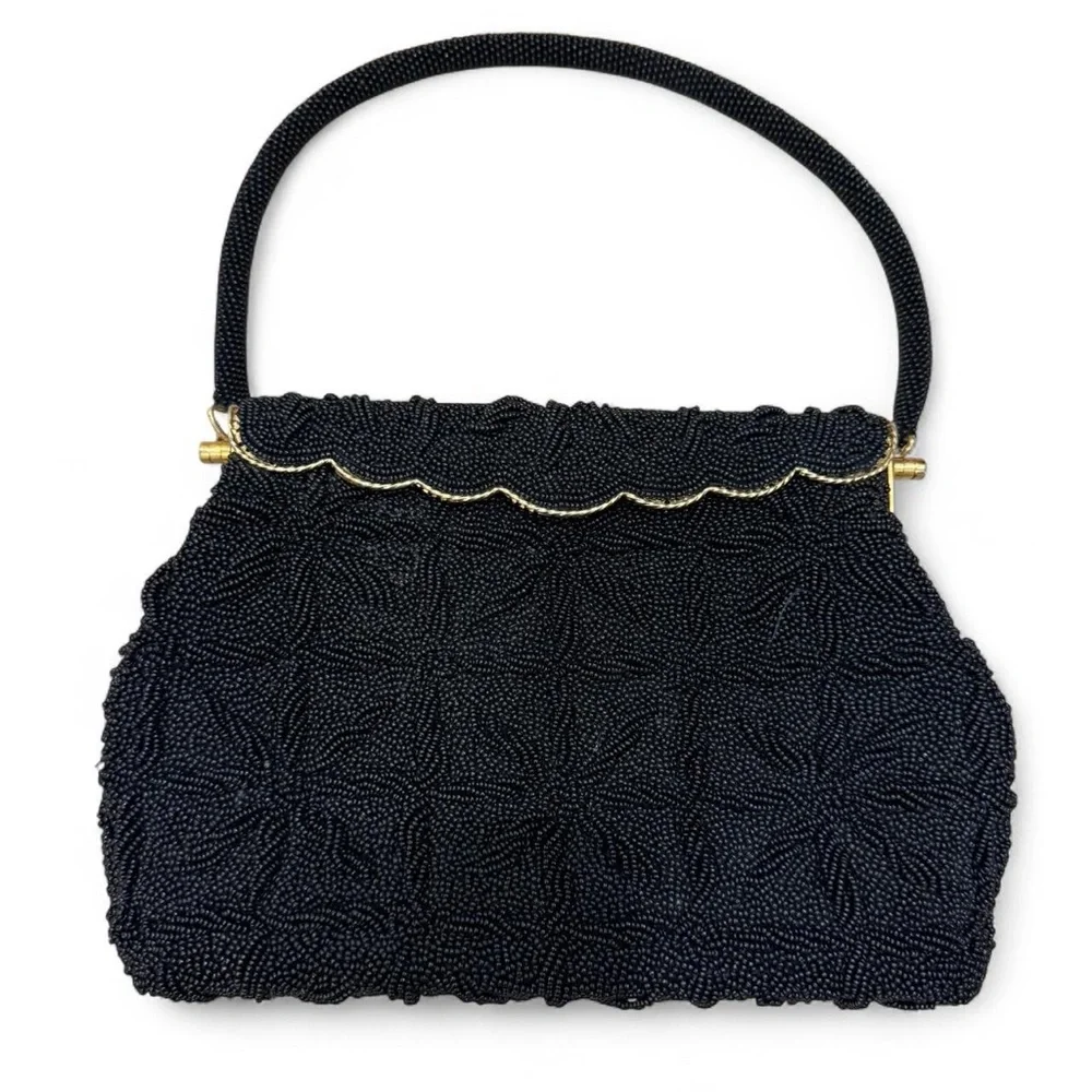 Dalill Vintage 1950’s Bugle Seed Evening beaded floral clutch bag